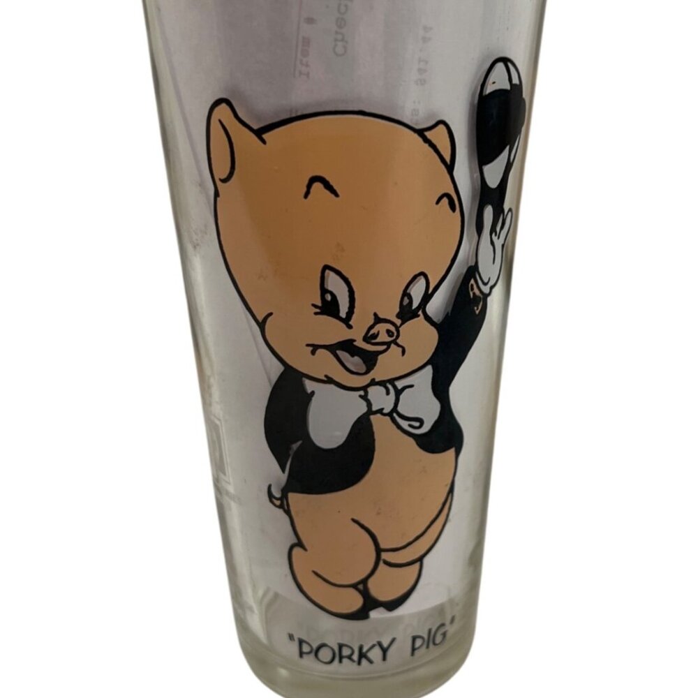 PEPSI Collector Series PORKY PIG 1973 Warner Bros glass Vintage